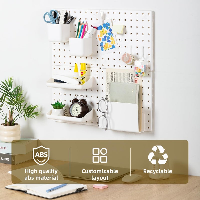 VUSIGN Peg Board Combination Kit, 22"x22" Pegboards and Accessories for Wall Organization with Two Installation Modes, Pegboard Wall Organizer for Office, Home, Desk,White Peg Board - Image 2